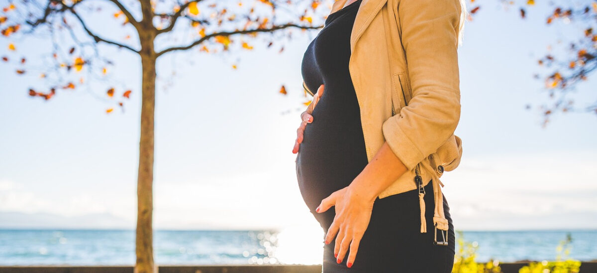 Pregnant Lady By Tree